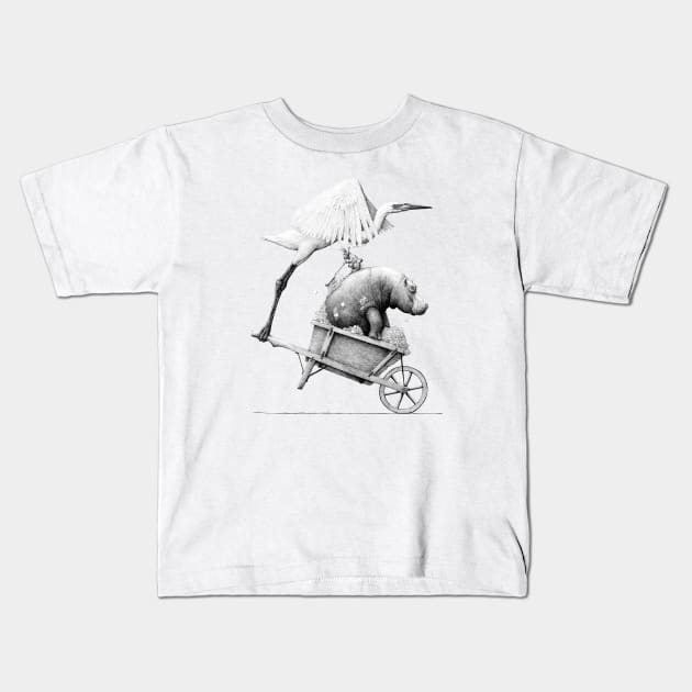 kruiwagen met nijlpaard Kids T-Shirt by RedmerHoekstra